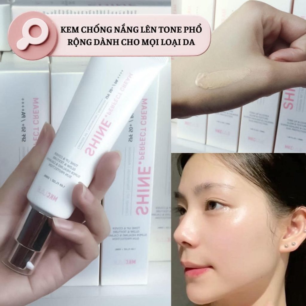 Kem chống nắng Nâng tone che khuyết điểm da dầu mụn Hàn Quốc SHINE.PERFECT CREAM